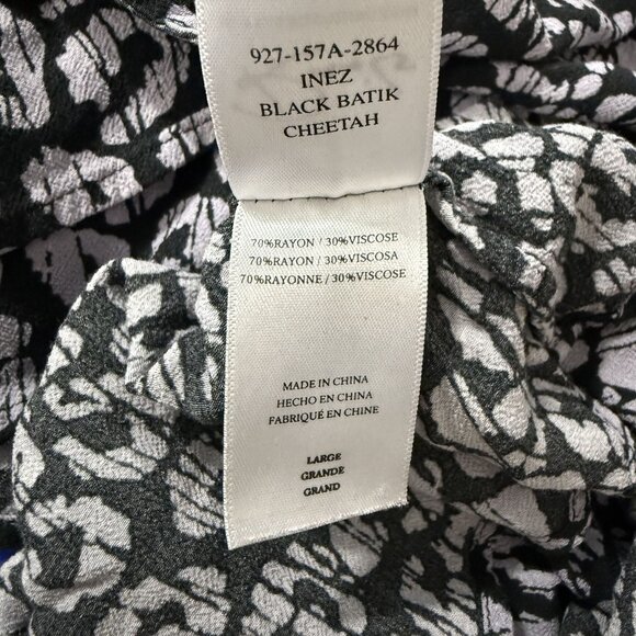 Rails Dress Women's Large Mini Dress Long Sleeve Cinch Waist Black Batik Cheetah - Picture 11 of 15